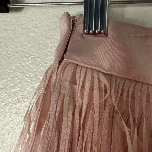 Express Pink Fringed Mini Skirt With Satin Waistband - Picture 3 of 4